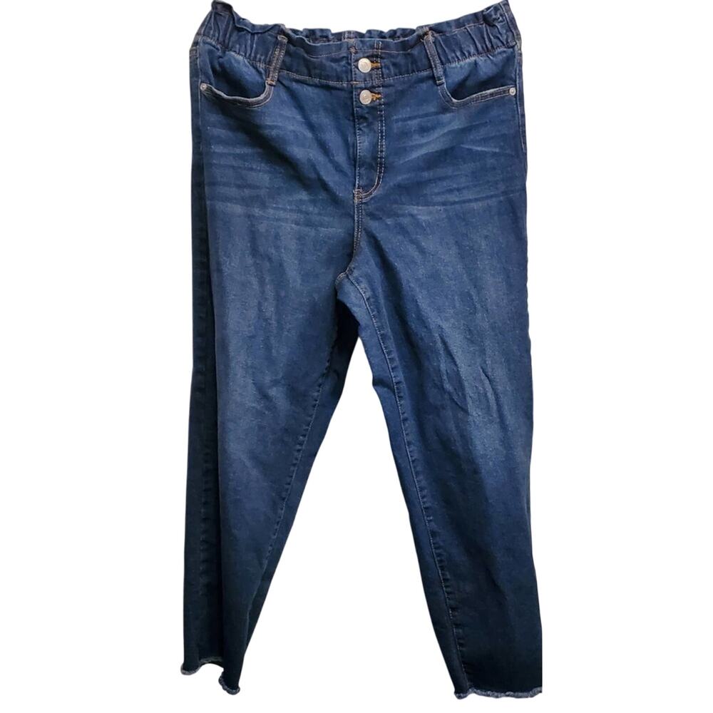 SCOOP Raw Hem hi waist Paperbag straight crop straight jeans 2 button fly 10